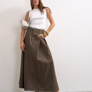 Topshop Cocoon maxi skirt in khaki