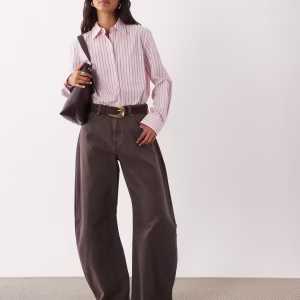 Mango classic shirt in pink striped print