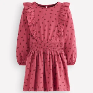 Suki Shirred Jersey Dress Pink Bud Floral