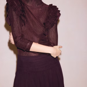 Ruffle-Detail Mock Turtleneck Top
