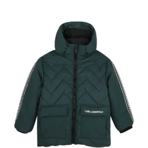 Karl Lagerfeld Kids chevron-quilted logo-tape padded jacket