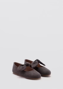 Suede-effect bow ballet flats