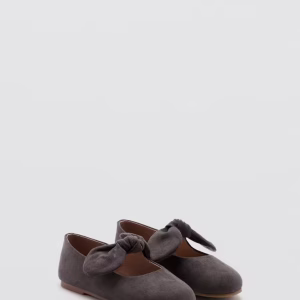 Suede-effect bow ballet flats