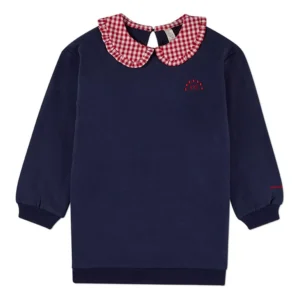 MeMoi Child Gingham Ruffled Collar Sweatshirt Dress