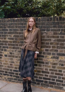 Knit jacket with belt
