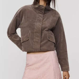 Marrakech Corduroy Funnel-Neck Jacket