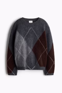 Intarsia-Knit Wool Sweater