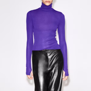 Merino Wool Turtleneck Top