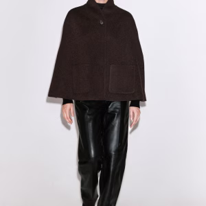 Shawl-Collar Double-Faced Wool Cape