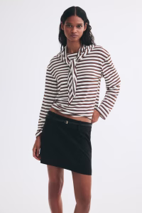 Long-Sleeved Scarf-Collar Top