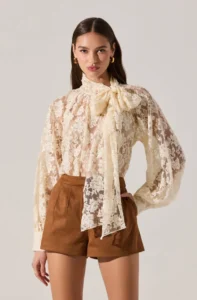 Cinthia Lace Bow Tie Top