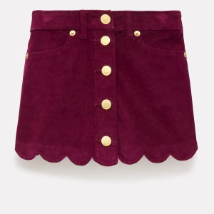 Girls’ scallop-trim skirt in corduroy