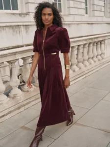 Mint Velvet Red Corduroy Maxi Dress