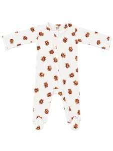 Teddy Bear / Organic Pointelle 2-Way Zip Footie