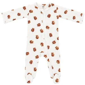 Teddy Bear / Organic Pointelle 2-Way Zip Footie