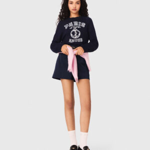 Round neck slogan sweater