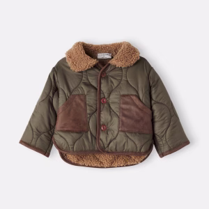 1 + in the Family Baby Emerald teddy-trimmed quilted jacket