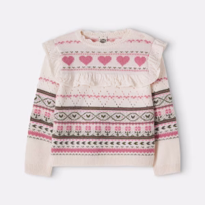 Bonton Mignonne ruffled intarsia sweater