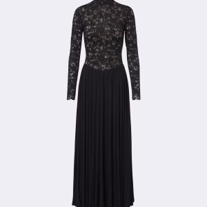 Lace-Panel Silk Maxi Dress