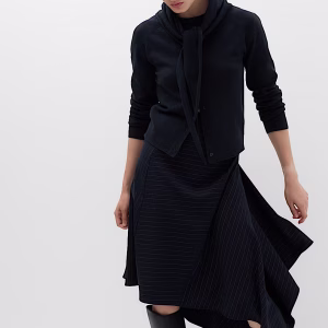 Pinstripe Midi Asymmetric Skirt