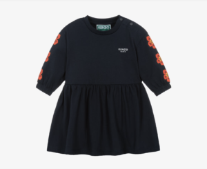 KENZO KIDS Girls Navy Blue Boke Flower Logo Dress