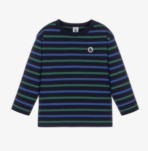 Petit Bateau Boys Blue & Green Striped Cotton Top