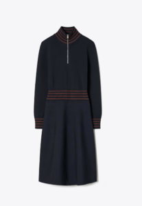A-Line Turtleneck Zip Dress