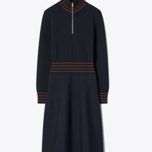 A-Line Turtleneck Zip Dress