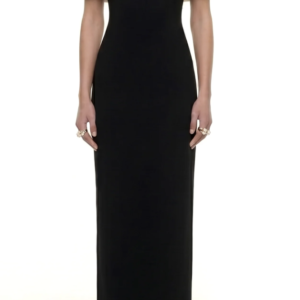 Crystal-Trim Capelet Maxi Dress - Black & Ivory