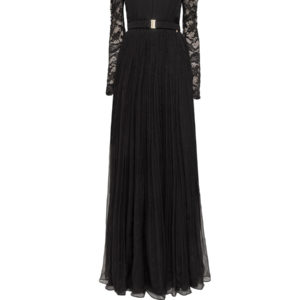 Lace-Panel Silk Maxi Dress