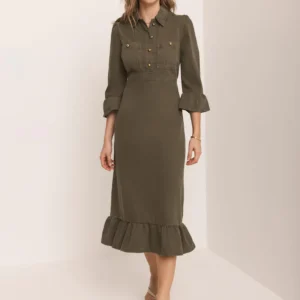 Mint Velvet Green Denim Midi Shirt Dress