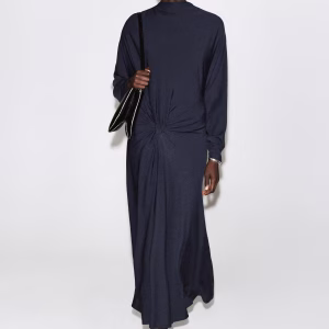 Draped Twist-Detail Midi Dress