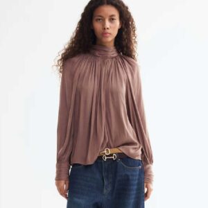 Balloon-Sleeved Blouse Dark taupe