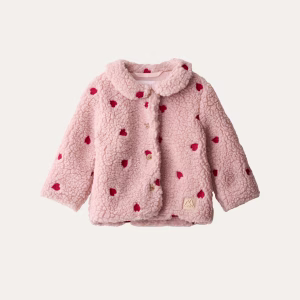 Molo Girl's Ursula Heart-Embroidered Fleece Jacket, Size 3M-3