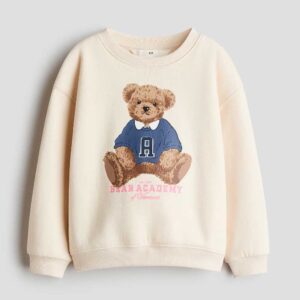 Brushed-Inside Sweatshirt with Printed Motif Light beige