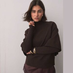 Chocolate Brown Knitted Mock Layer Jumper