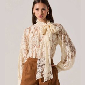 Cinthia Lace Bow Tie Top