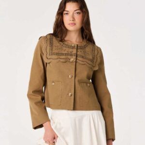 Cleo Sailor-Collar Cropped Jacket