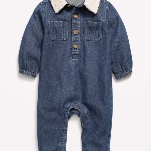 Long-Sleeve Denim Jumpsuit for Baby