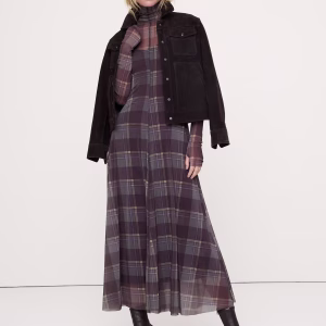 Mesh Long-Sleeve Maxi Dress