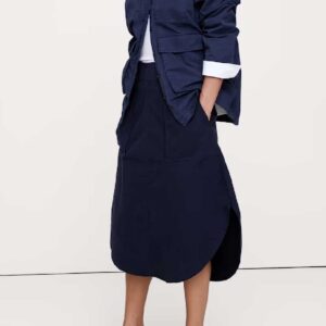 Cotton Canvas Utility Midi Skirt