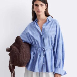 Cotton Poplin Drawstring Shirt