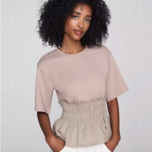 Dolan Left Coast 100% Cotton Smocked Peplum Tee