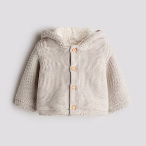 Teddy-Fleece-Lined Hooded Cardigan