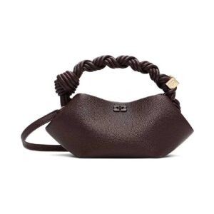 GANNI Brown Grained Mini Bou Bag