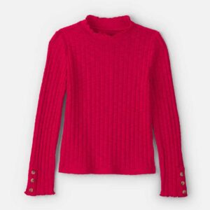 Girls Long-Sleeve Turtleneck Top - Red