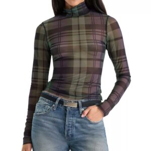 Good American The Mesh Turtleneck Top