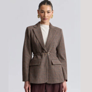 Houndstooth Belted Blazer