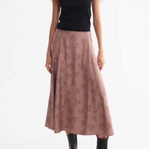 Jacquard-Weave A-Line Skirt Dark taupe
