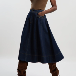 KarenMillen Denim Snaffle Full Midi Skirt